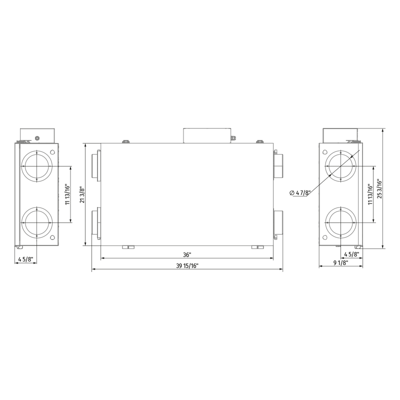 Vents HRV DR 150 - Dimensions