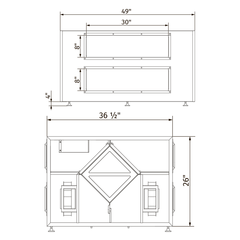 Vents Blaulite HRV 25 - Dimensions